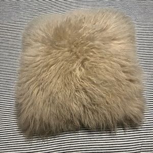 West Elm Mongolian Lamb Pillow Cover, Pebble, 16”x16”